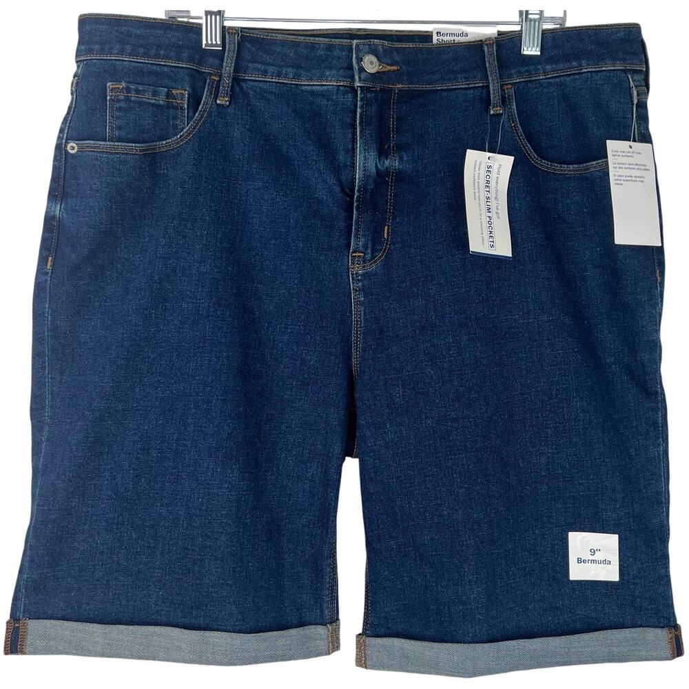 Old Navy NWT Women's Bermuda Denim Blue Shorts High Rise Streetwear Plus Size 18